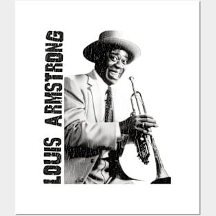 Louis Armstrong Retro White Posters and Art